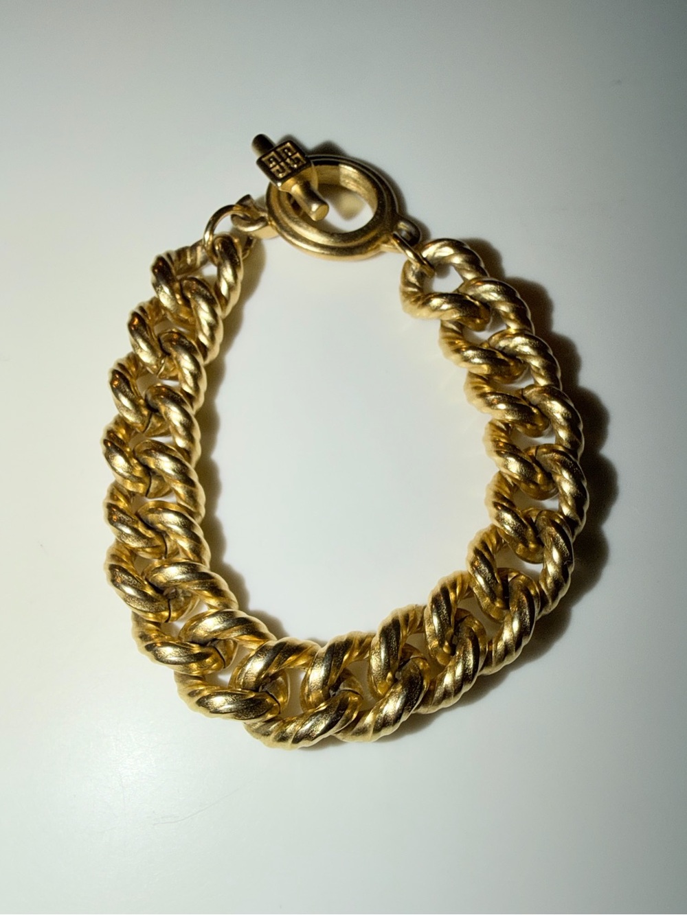 Vintage Signed Givenchy Gold-Tone Textured Chunky Link Bracelet
